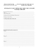 KẾ HOẠCH VÀ QUÁ TRÌNH VIỆC LÀM MỚI