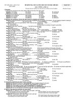 Bộ đề và Đ.A thi Anh 12 kỳ I (09 - 10) Thái Bình