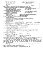 Kiểm tra giữa kì 2 - Sinh 7