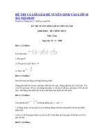 ĐỀ THI TUYỂN SINH VÀO LỚP 10 HÀ NỘI