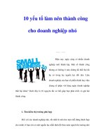 10 yếu tố làm nên thành công cho doanh nghiệp nhỏ