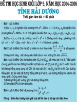 Tuyển sinh vào lớp 9 Chuyên Nguyễn Trãi Hải Dương 04-05 pptx