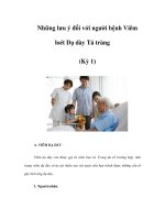Những lưu ý đối với người bệnh Viêm loét Dạ dày Tá tràng (Kỳ 1) docx