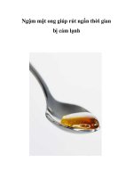 Ngậm mật ong giúp rút ngắn thời gian bị cảm lạnh potx