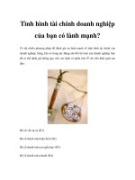 Tình hình tài chính doanh nghiệp của bạn có lành mạnh? pot