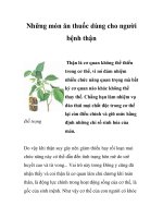 Những món ăn thuốc dùng cho người bệnh thận pot