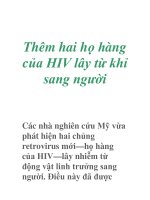 Thêm hai họ hàng của HIV lây từ khỉ sang người pdf