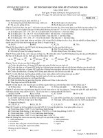 Đề và ĐA thi HSG Sinh 12 Thái Bình 2009