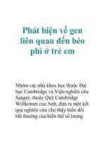 Phát hiện về gen liên quan đến béo phì ở trẻ em pot