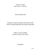 thái độ của phụ huynh học sinh trường thpt nguyễn thượng hiền đối với giáo dục giới tính