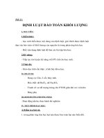 Giáo án Hoá học lớp 8 - ĐỊNH LUẬT BẢO TOÀN KHỐI LƯỢNG pptx