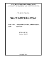 Summary of doctoral thesis: Research on management model of public transport in Viet Nam cities
