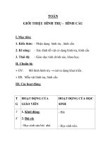 TOÁN GIỚI THIỆU HÌNH TRỤ - HÌNH CẦU pps