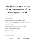 Chuyển nhượng quyền sử dụng đất sản xuất kinh doanh. Đối với trường hợp tách thửa đất. potx