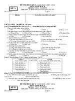 Đề thi kì 1 sinh 8 hay