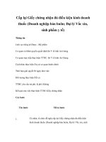 Cấp lại Giấy chứng nhận đủ điều kiện kinh doanh thuốc (Doanh nghiệp bán buôn; Đại lý Vắc xin, sinh phẩm y tế) doc