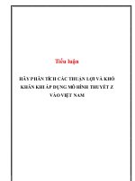 Hãy phân tích các thuận lợi và khó khăn khi áp dụng mô hình thuyết Z vào Việt Nam
