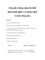 Cấp giấy chứng nhận đủ điều kiện hành nghề y tư nhân (dịch vụ làm răng giả). potx