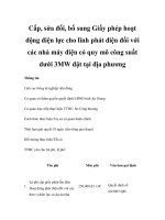 Cấp, sửa đổi, bổ sung Giấy phép hoạt động điện lực cho lĩnh phát điện đối với các nhà máy điện có quy mô công suất dưới 3MW đặt tại địa phương pot