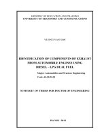 Xác định các thành phần của khí thải từ động cơ ô tô sử dụng động cơ diesel  LPG nhiên liệu kép