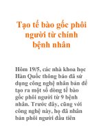 Tạo tế bào gốc phôi người từ chính bệnh nhân doc