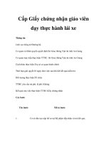 Cấp Giấy chứng nhận giáo viên dạy thực hành lái xe ppt