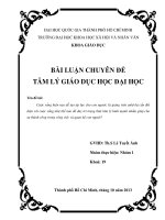 iểu luận tâm lý giáo dục đại học: Cuộc sống hiện nay dễ tạo áp lực cho con người, là giảng viên anhchị cần đối diện với cuộc sống như thế nào để duy trì trạng thái tâm lý lành mạnh nhằm giúp cho sự thành công trong công việc và quan hệ con người?