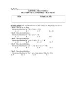 KIỂM TRA TRẮC NGHIỆM BÀI GIÁ TRỊ CỦA BIỂU THỨC ĐẠI SỐ