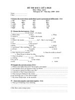 Đề KSCL giữa  HK2