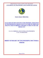 Brief summary of engineering doctoral thesis: Analysis of influencing parameters and basics of determining resistance factors of drilled shafts used in bridge substructures in Ho Chi Minh city
