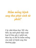 Mầm mống bệnh ung thư phát sinh từ phổi? ppsx