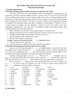 Đề thi học sinh giỏi vòng huyện môn Anh Văn 9