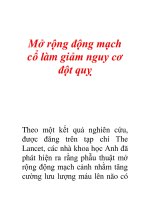Mở rộng động mạch cổ làm giảm nguy cơ đột quỵ pps