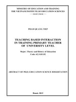 Abstract of Ph.D. Education science dissertation: Teaching based interaction in training primary teacher of university level
