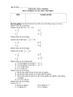 KIỂM TRA TRẮC NGHIỆM PHẦN NGHIỆM CỦA ĐA THỨC 1 BIẾN