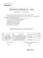 Kế hoạch tháng 3/10
