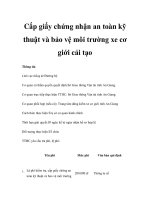 Cấp giấy chứng nhận an toàn kỹ thuật và bảo vệ môi trường xe cơ giới cải tạo potx