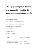 Cấp giấy chứng nhận đủ điều kiện hành nghề y tư nhân đối với phòng khám chuyên khoa da liễu. pdf