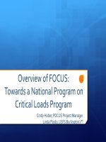 Overview of FOCUS: Towards a National Program on Critical Loads Program