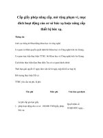 Cấp giấy phép nâng cấp, mở rộng phạm vi, mục đích hoạt động của cơ sở bức xạ hoặc nâng cấp thiết bị bức xạ. doc