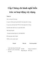 Cấp Chứng chỉ hành nghề kiến trúc sư hoạt động xây dựng. doc