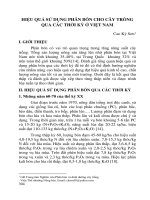 Báo cáo hiệu quả sử dụng phân bón cho cây trồng qua các thời kỳ ở việt nam