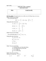 KIỂM TRA TRẮC NGHIỆM PHẦN ĐƠN THỨC