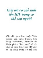Giải mã cơ chế sinh tồn HIV trong cơ thể con người docx