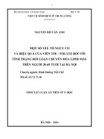 Một số yếu tố nguy cơ và hiệu quả của viên tỏi – folate đối với tình trạng rối loạn chuyển hóa lipid máu (RLCHLPM) trên người 30 69 tuổi tại hà nội (tóm tắt)