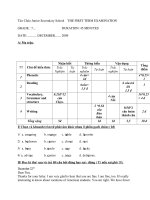 Đề kiểm tra Anh 7 hk 2 có ma trận và đáp án