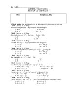 KIỂM TRA TRẮC NGHIỆM PHẦN ÔN TẬP CHƯƠNG IV