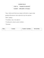 Giáo án anh văn lớp 12 - UNIT 15 : WOMEN IN SOCIETY - LESSON : SPEAKING (CTChuẩn ) pdf
