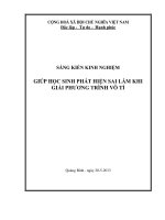 Giúp học sinh phát hiện sai lầm khi giải phương trình vô tỉ