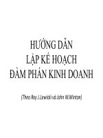 HƯỚNG DẪN LẬP KẾ HOẠCH ĐÀM PHÁN KINH DOANH (Theo Roy J.Lewicki và John W.Minton)